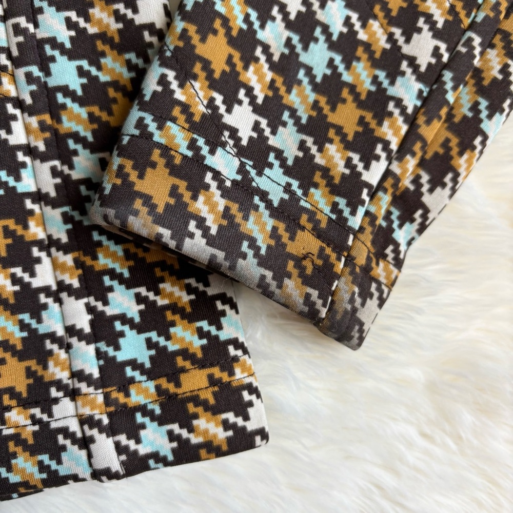 Burton Houndstooth Brown & Teal Full Zip Fleece Lined Jacket Womens Small - Picture 6 of 10